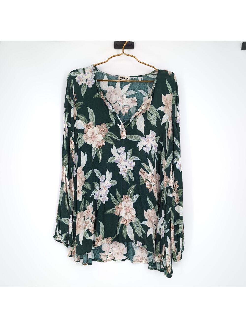 Show Me Your Mumu Green Floral Jamie Tunic Blouse Mini Dress Dress -Size S -GUC